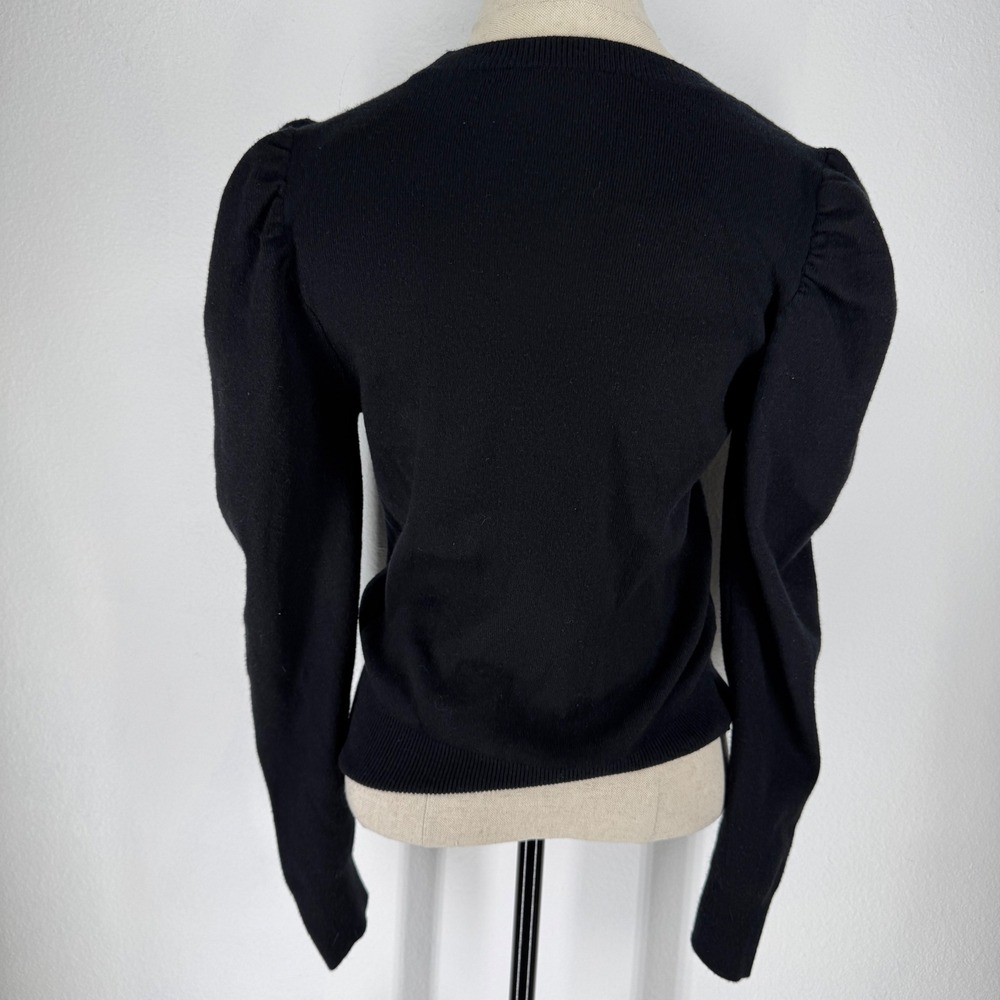 WAYF Puff Long Sleeve Knit Crewneck Sweater Small Black Regency Goth Feminine - Picture 8 of 9